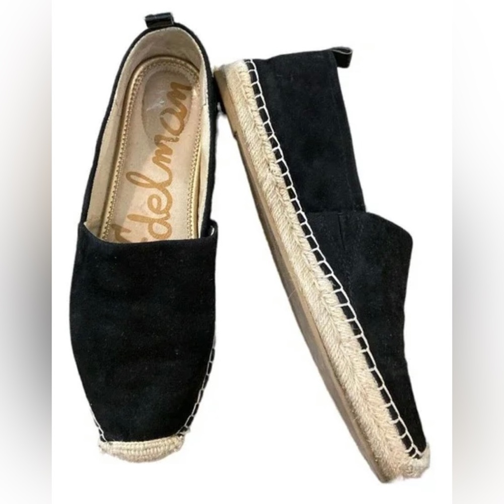 Sam Edelman Khloe Black Suede Leather Espadrille Women's Flats - 7.5